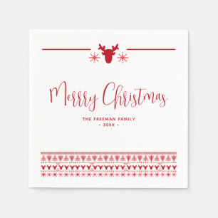 Red Nordic Merry Christmas Holiday Party Servetten