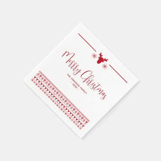 Red Nordic Merry Christmas Holiday Party Servetten (Hoek)