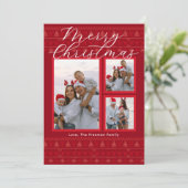 Red Nordic Multi-Photo Merry Christmas Kaart (Staand voorkant)