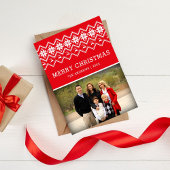 Red Nordic Pattern kerstfoto Feestdagenkaart