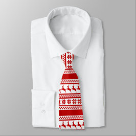 Red Nordic Print Reindeer op maat Stropdas