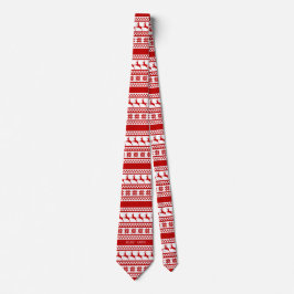 Red Nordic Print Reindeer op maat Stropdas