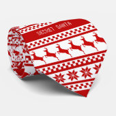 Red Nordic Print Reindeer op maat Stropdas (Opgerold)