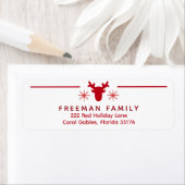 Red Nordic Reindeer Holiday Retour Adreslabel Etiket (Insitu)