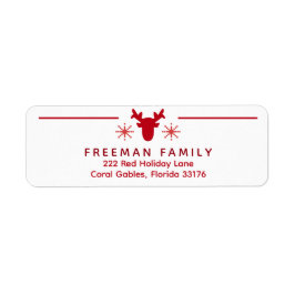 Red Nordic Reindeer Holiday Retour Adreslabel Etiket