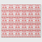 Red Nordic Rodeo Cowboy Christmas Cadeaupapier (Vlak)