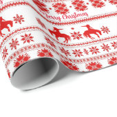 Red Nordic Rodeo Cowboy Christmas Cadeaupapier (Rol Hoek)