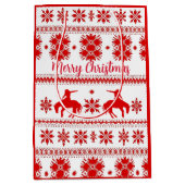 Red Nordic Rodeo Cowboy Christmas Medium Cadeauzakje (Voorkant)