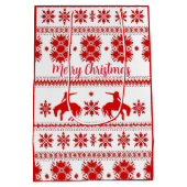 Red Nordic Rodeo Cowboy Christmas Medium Cadeauzakje (Achterkant)
