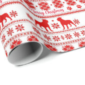 Red Nordic Rottweiler Dog Christmas Cadeaupapier (Rol Hoek)