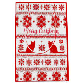 Red Nordic Sitting Cat Christmas Medium Cadeauzakje (Voorkant)