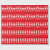 Red Nordic Snowflake en Reindeer | Oogzweefvliegtu Cadeaupapier (Vlak)