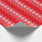 Red Nordic Snowflake en Reindeer | Oogzweefvliegtu Cadeaupapier (Hoek)