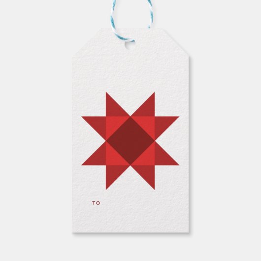 Red Nordic Star Christmas Cadeaulabel (Achterkant)
