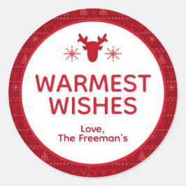 Red Nordic Sweater Warmest Wishes Holiday Sticker