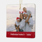 Red Nordic Two Photo Christmas Family Ornament (Links)