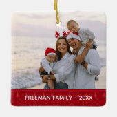 Red Nordic Two Photo Christmas Family Ornament (Voorkant)