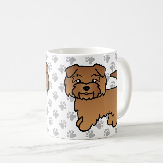 Red Norfolk Terrier Cartoon Dog & Paws Koffiemok (Voorkant rechts)