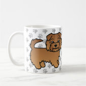 Red Norfolk Terrier Cartoon Dog & Paws Koffiemok (Links)