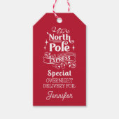Red North Pole Special OVERNGHT DELIVERING FOR NAM Cadeaulabel (Voorkant)