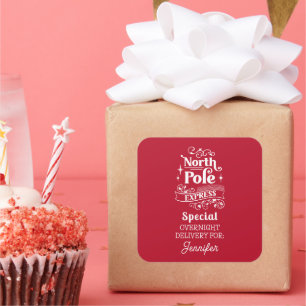 Red North Pole Special OVERNGHT DELIVERING FOR NAM Vierkante Sticker