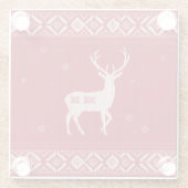 Red Norwegian Knit with Deer, Glass Coaster Glazen Onderzetter (Achterkant)