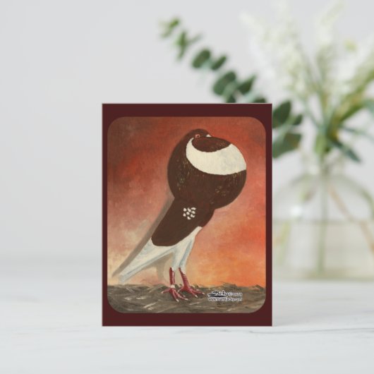 Red Norwich Cropper Pigeon Briefkaart (Staand voorkant)