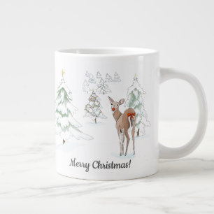 Red Nose Deer in de Snowy Wood Holiday Grote Koffiekop