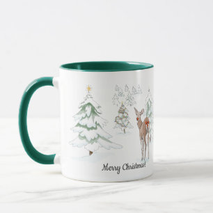 Red Nose Deer in de Snowy Wood Holiday Mok
