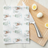 Red Nose Deer in Snowy Forest of Kerstbomen Theedoek (Quarter Fold)