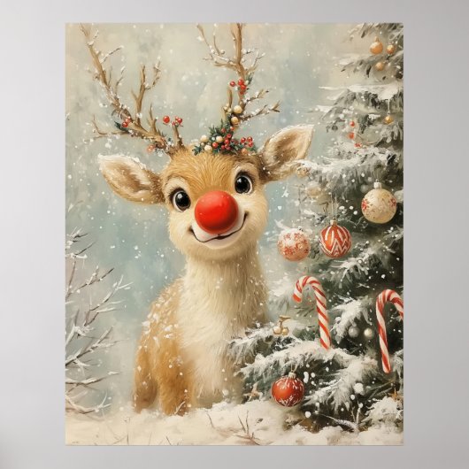 Red Nose Reindeer Christmas Poster (Voorkant)