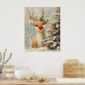 Red Nose Reindeer Christmas Poster (Keuken)