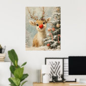 Red Nose Reindeer Christmas Poster (Thuiskantoor)