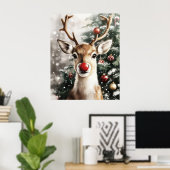 Red Nose Reindeer Christmas Wall Art Poster (Thuiskantoor)