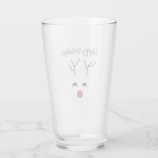 Red Nose Reindeer Face Prettige feestdagen Kerstmi Glas (Achterkant)