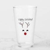 Red Nose Reindeer Face Prettige feestdagen Kerstmi Glas (Voorkant)