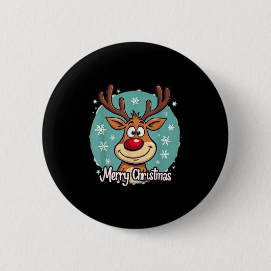 Red Nose Reindeer Funny Merry Christmas Men Women Ronde Button 5,7 Cm (Voorkant)