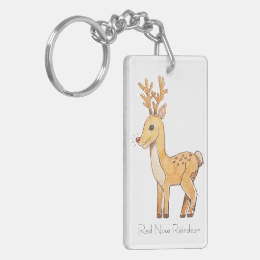Red Nose Reindeer Sleutelhanger (Voorkant Links)