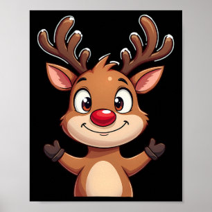 Red Nose Rendier Christmas Schattigee feestelijke Poster