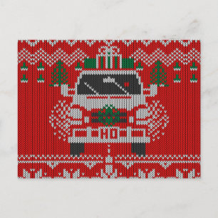 Red Nosed Holiday van driver Ugly Sweater Style Feestdagenkaart