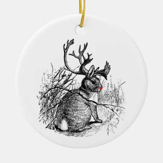 Red Nosed Jackalope Ornament (Voorkant)