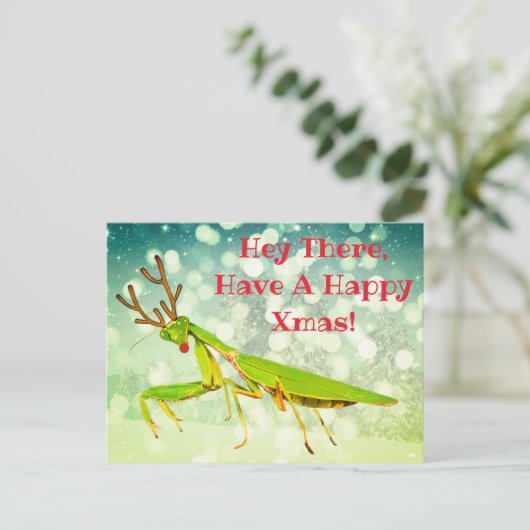 Red Nosed Praying Mantis Weird Briefkaart (Staand voorkant)