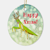 Red Nosed Praying Mantis Weird kerst Keramisch Ornament (Links)