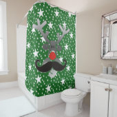 Red Nosed Rudolph met Mustache + jouw idee Douchegordijn (In situ)
