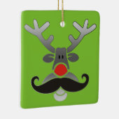 Red Nosed Rudolph met Mustache + jouw idee Keramisch Ornament (Rechts)