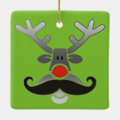 Red Nosed Rudolph met Mustache + jouw idee Keramisch Ornament (Achterkant)
