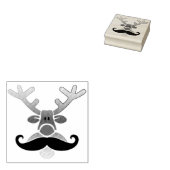 Red Nosed Rudolph met Mustache + jouw idee Rubberstempel (Gestempeld)