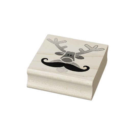 Red Nosed Rudolph met Mustache + jouw idee Rubberstempel (Stempel)