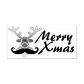 Red Nosed Rudolph met Mustache + jouw idee Rubberstempel (Afrduk)