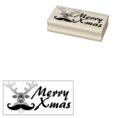 Red Nosed Rudolph met Mustache + jouw idee Rubberstempel (Gestempeld)